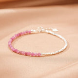 Bracelet Tourmaline Rose Intuitive et Perle, Argent 925 - Biloria