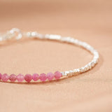 Bracelet Tourmaline Rose Intuitive et Perle, Argent 925 - Biloria