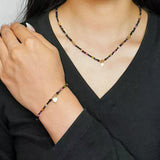 Bracelet Tourmaline Spinelle Noire Argent Plaqué Or Protection - Biloria