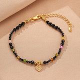 Bracelet Tourmaline Spinelle Noire Argent Plaqué Or Protection - Biloria