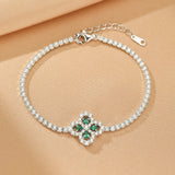 Bracelet Trèfle Émeraude Argent S925 Chance Prospérité - Biloria