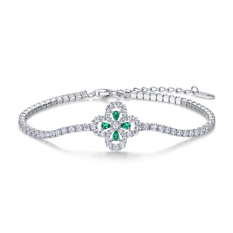 Bracelet Trèfle Émeraude Argent S925 Chance Prospérité - Biloria