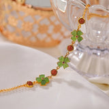 Bracelet Trèfle Jade et Agate Rouge – Chance et Sérénité - Biloria