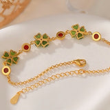Bracelet Trèfle Jade et Agate Rouge – Chance et Sérénité - Biloria
