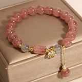 Bracelet Tressé Quartz Fraise et Labradorite 8 mm – Énergie Douce - Biloria