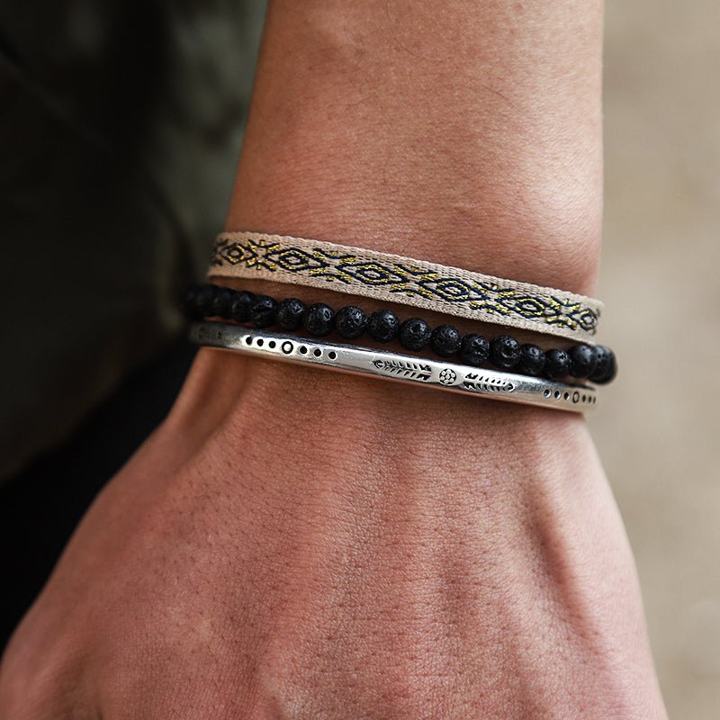 Bracelet Trio Tibétain Confiance Pierre de Lave - Biloria