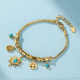 Bracelet Turquoise Arbre de Vie Acier Doré - Biloria