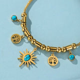 Bracelet Turquoise Arbre de Vie Acier Doré - Biloria