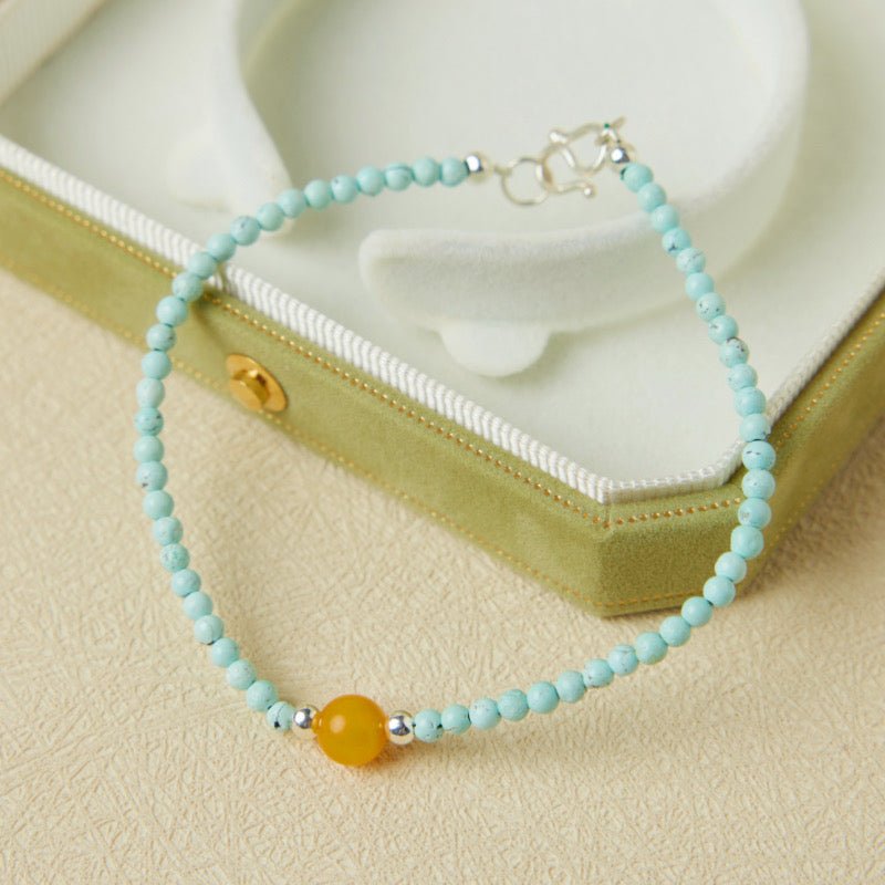 Bracelet Turquoise Argent Ajustable Protection Bien-Être - Biloria