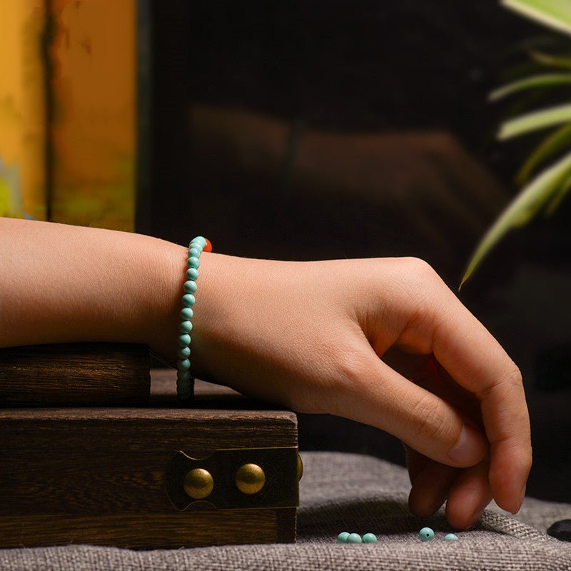 Bracelet Turquoise et Agate Rouge Argent 925 – Éclat Naturel - Biloria