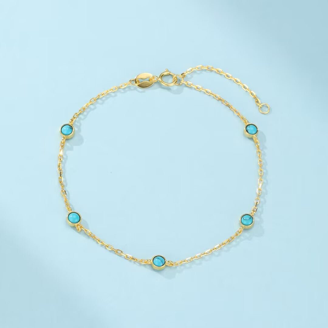Bracelet Turquoise et Or Fins – Argent 925 Plaqué Or - Biloria