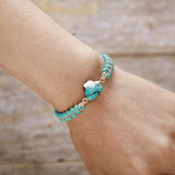 Bracelet Turquoise Fil d'Amour Argent Plaqué Or - Bijou Déco Bureau - Biloria