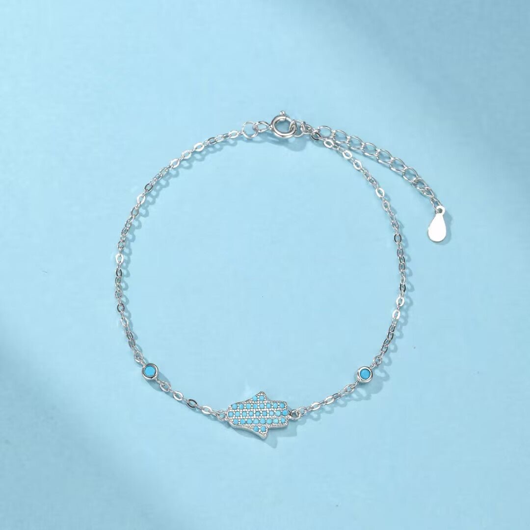 Bracelet Turquoise Pierre Naturelle Argent 925 - Biloria