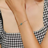 Bracelet Turquoise Pierre Naturelle Argent 925 - Biloria