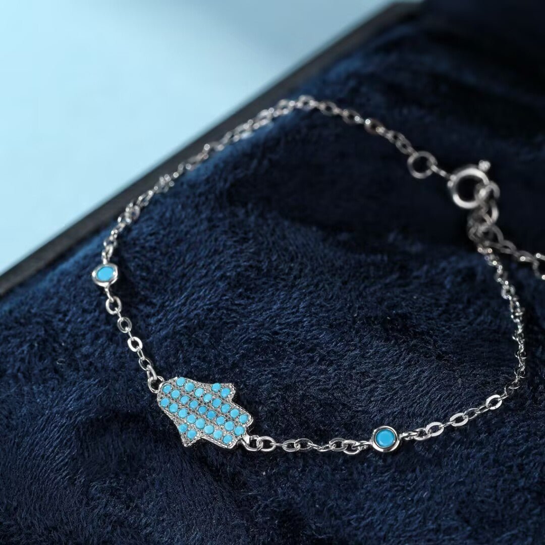 Bracelet Turquoise Pierre Naturelle Argent 925 - Biloria