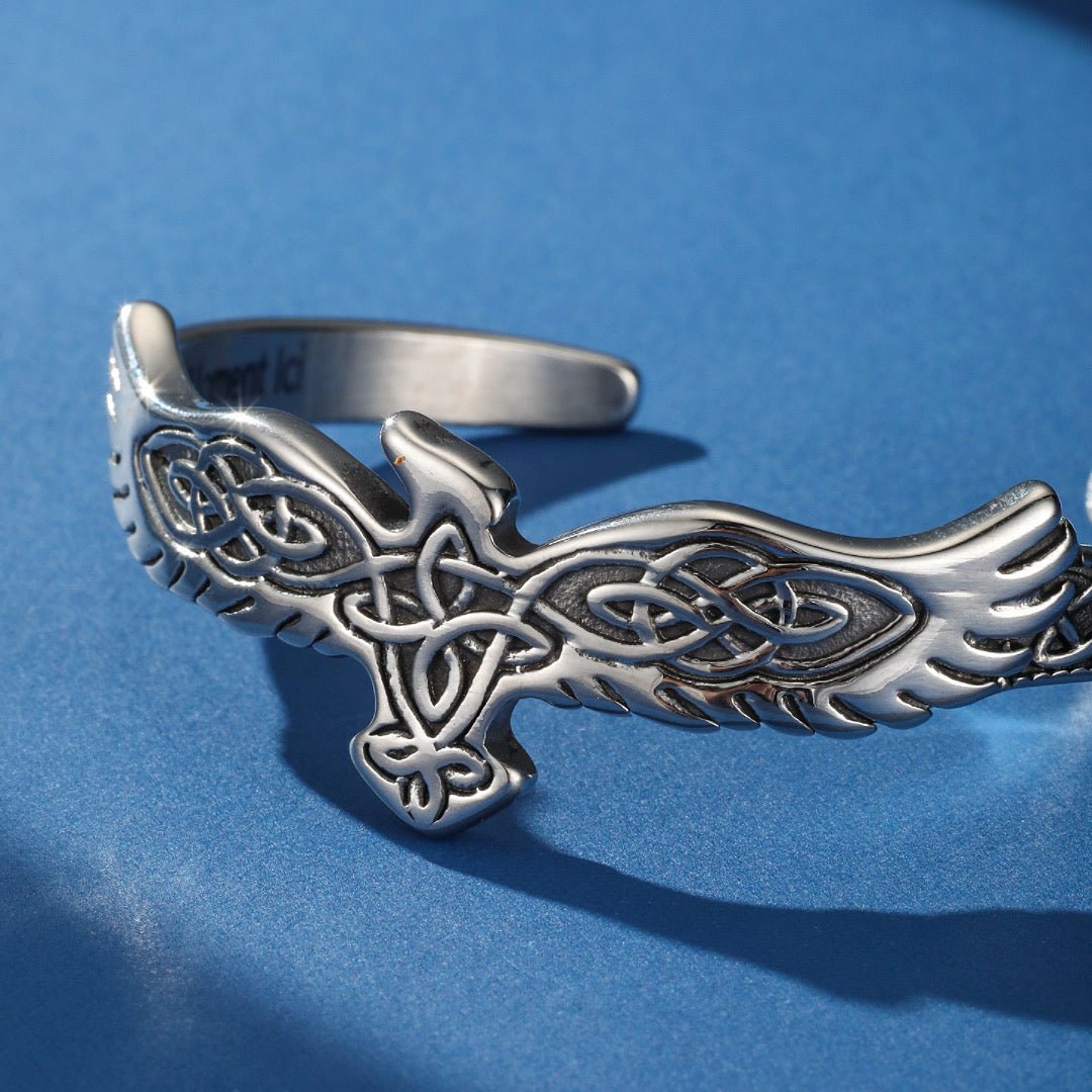 Bracelet Viking Acier Aigle Nordique - Puissance et Liberté - Biloria