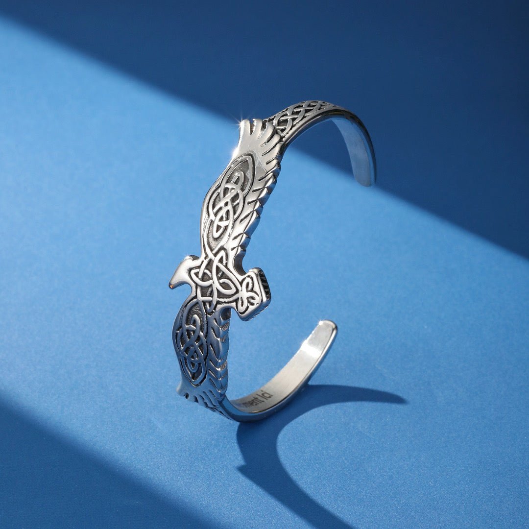 Bracelet Viking Acier Aigle Nordique - Puissance et Liberté - Biloria