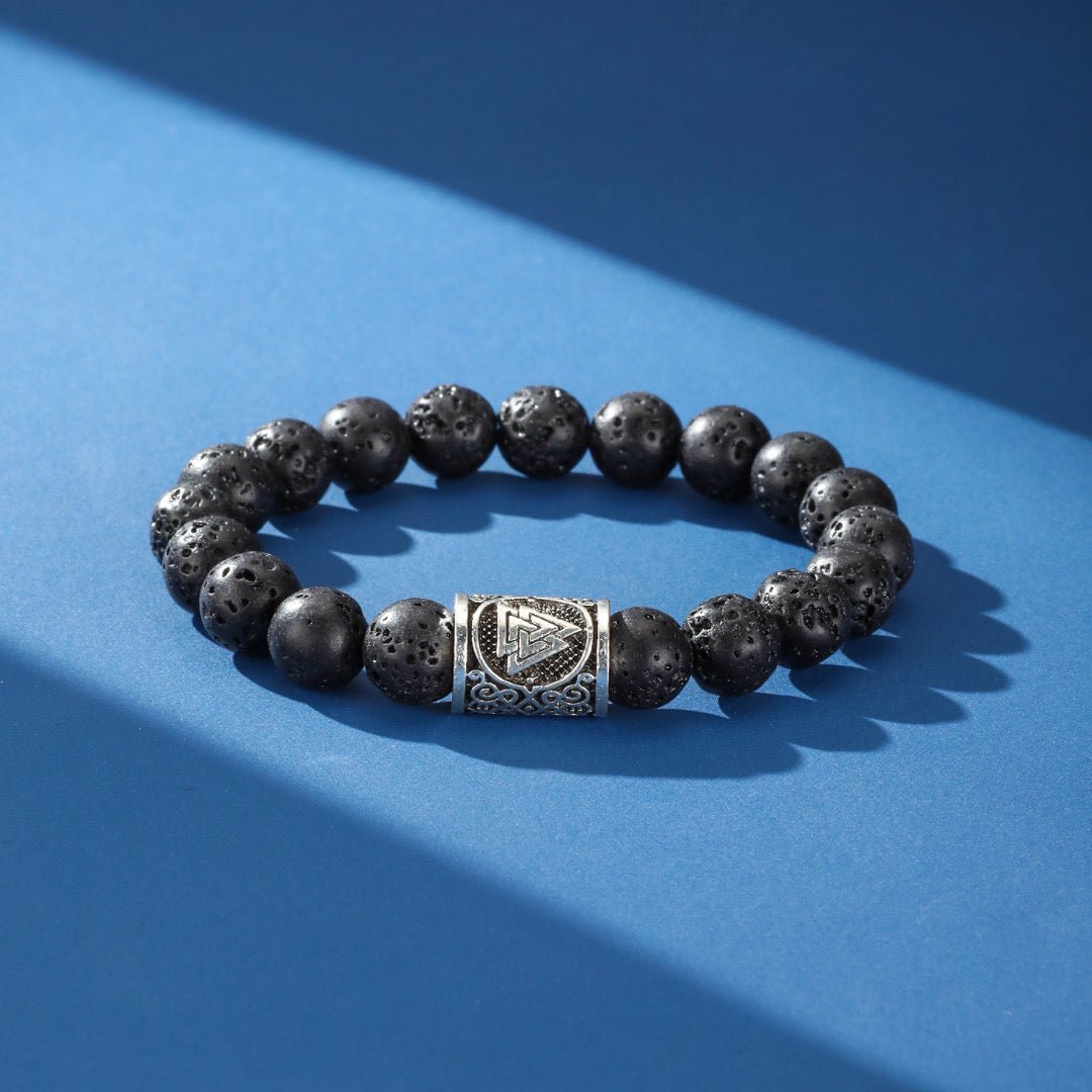 Bracelet Viking Pierre de Lave - Symbole de Force et Cadeau - Biloria