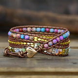 Bracelet Wrap Jaspe Africain Tressé Bohème Chic - Biloria