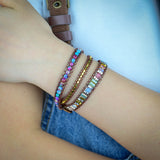 Bracelet Wrap Jaspe Africain Tressé Bohème Chic - Biloria