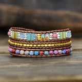 Bracelet Wrap Jaspe Africain Tressé Bohème Chic - Biloria