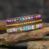 Bracelet Wrap Jaspe Africain Tressé Bohème Chic - Biloria