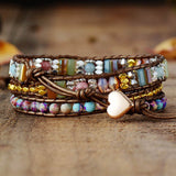Bracelet Wrap Rhodochrosite Jaspe Éclat Naturel Fait Main - Biloria