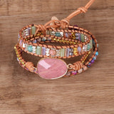 Bracelet Wrap Rhodochrosite Jaspe Éclat Naturel Fait Main - Biloria