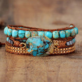 Bracelet Wrap Turquoise Cuir – Bijou Tendance Bureau - Biloria