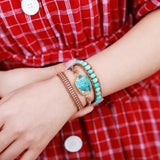 Bracelet Wrap Turquoise Cuir – Bijou Tendance Bureau - Biloria