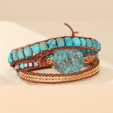 Bracelet Wrap Turquoise Cuir – Bijou Tendance Bureau - Biloria