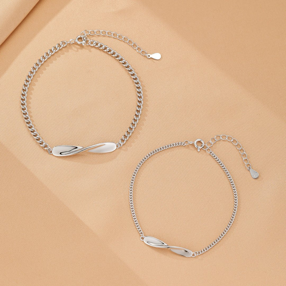 Bracelets Couple Torsadés Argent 925 - Bijoux Harmonie - Biloria