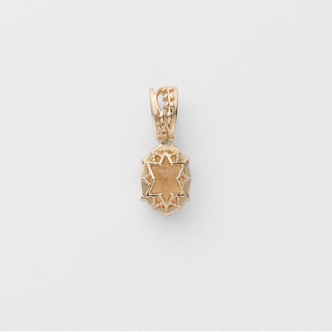 Citrine Ovale Pendentif Argent Plaqué Or - Biloria