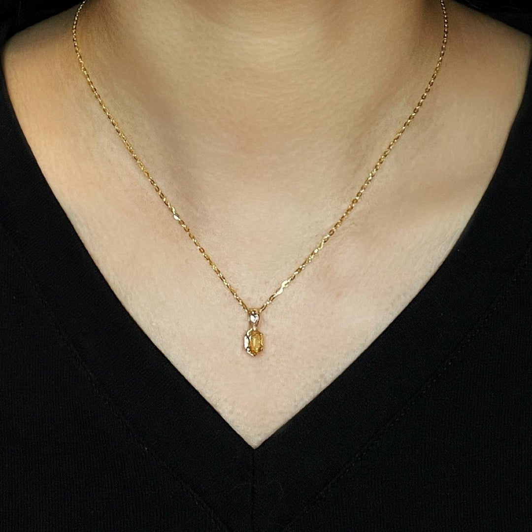 Citrine Ovale Pendentif Argent Plaqué Or - Biloria