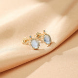 Clous d'oreilles Aigue marine Vague Céleste en Argent 925 - Biloria