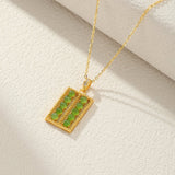 Collier Abaque de Fortune en Jade et Argent Plaqué Or - Biloria