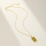 Collier Abaque de Fortune en Jade et Argent Plaqué Or - Biloria