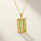 Collier Abaque de Fortune en Jade et Argent Plaqué Or - Biloria