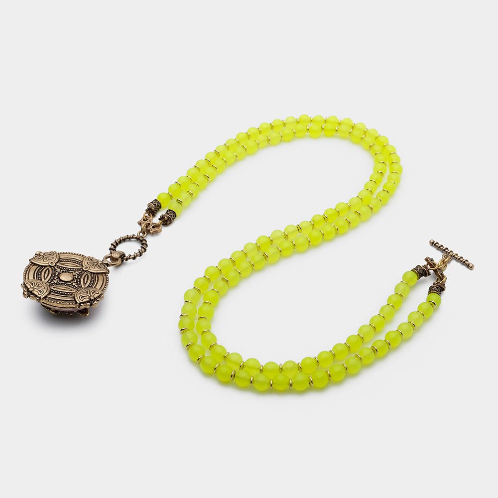 Collier Agate Jaune Abeille Royale en Pierre Naturelle - Biloria