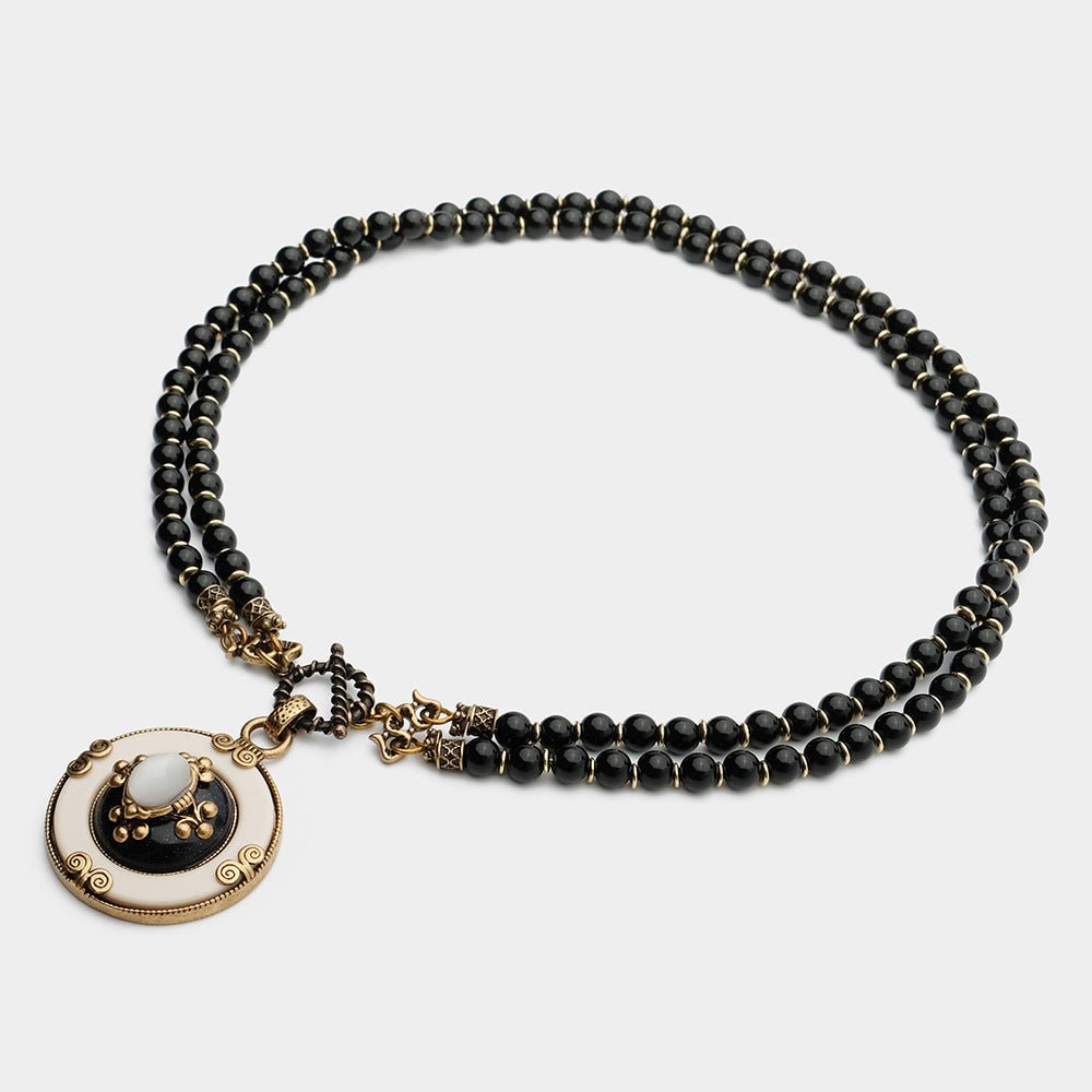 Collier Agate Noire Fleur de Lys Protection - Biloria