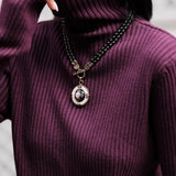 Collier Agate Noire Fleur de Lys Protection - Biloria