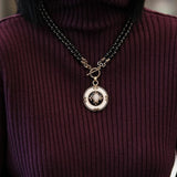 Collier Agate Noire Fleur de Lys Protection - Biloria