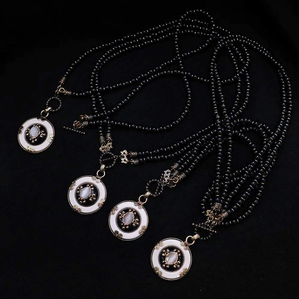 Collier Agate Noire Fleur de Lys Protection - Biloria