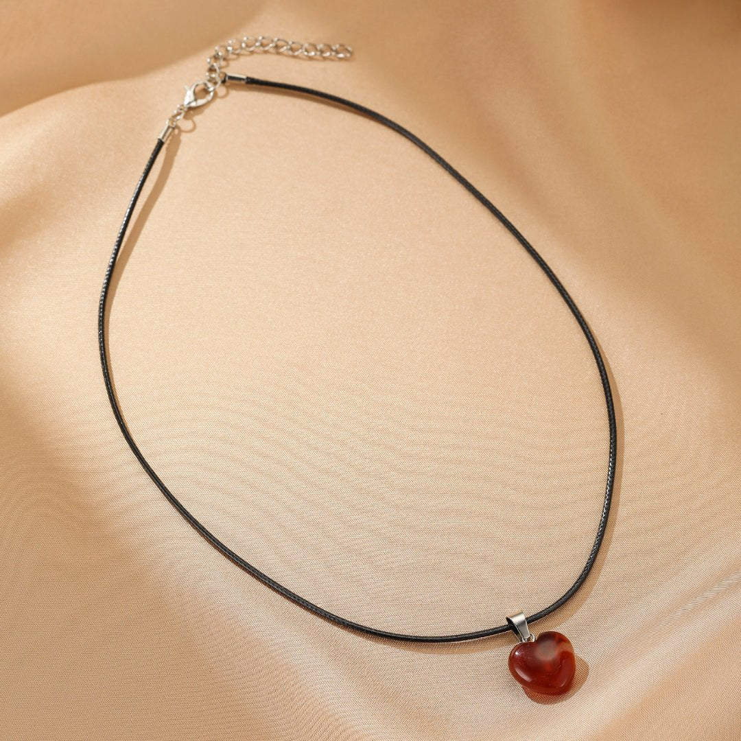 Collier Agate Rouge – Cœur Vital : Passion et Ancrage - Biloria