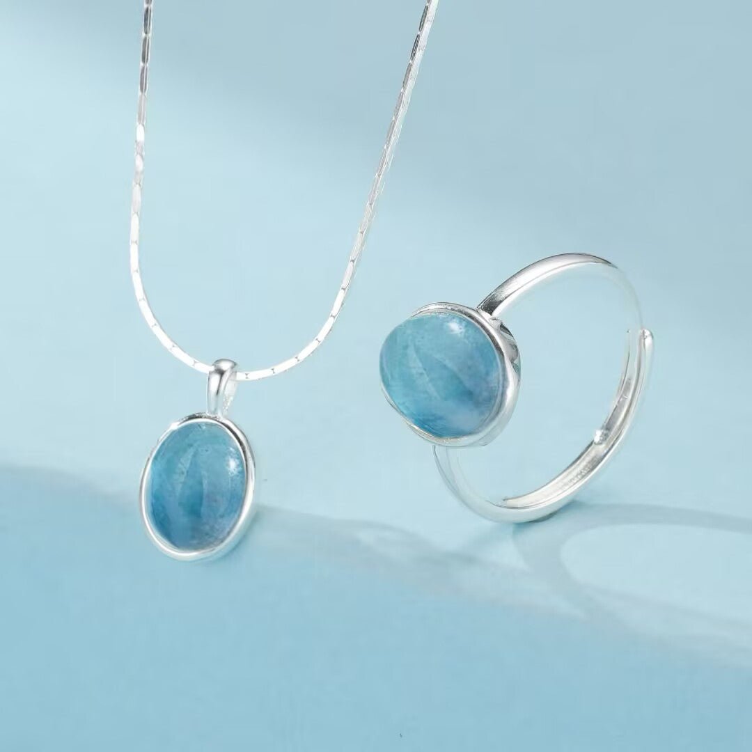 Collier Aigue Marine Argent 925 Glace Polaire - Biloria