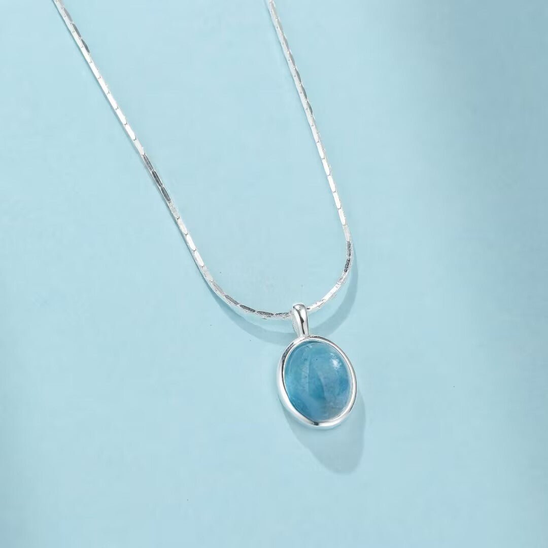 Collier Aigue Marine Argent 925 Glace Polaire - Biloria