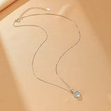 Collier Aigue-Marine Argent 925 – Pierre Naturelle Apaisante - Biloria
