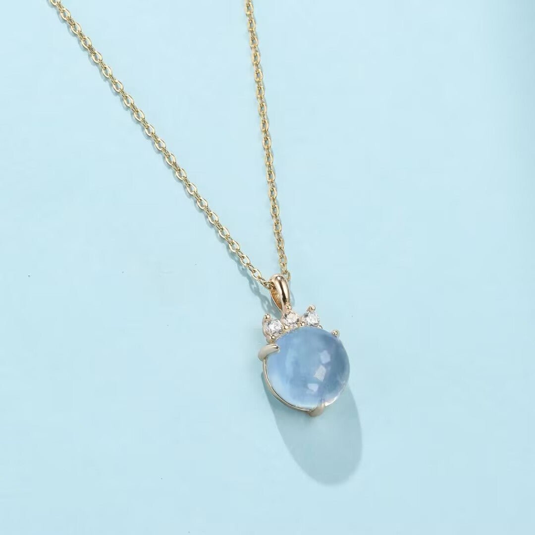 Collier Aigue Marine Cascade Argent Plaqué Or Apaisement - Biloria
