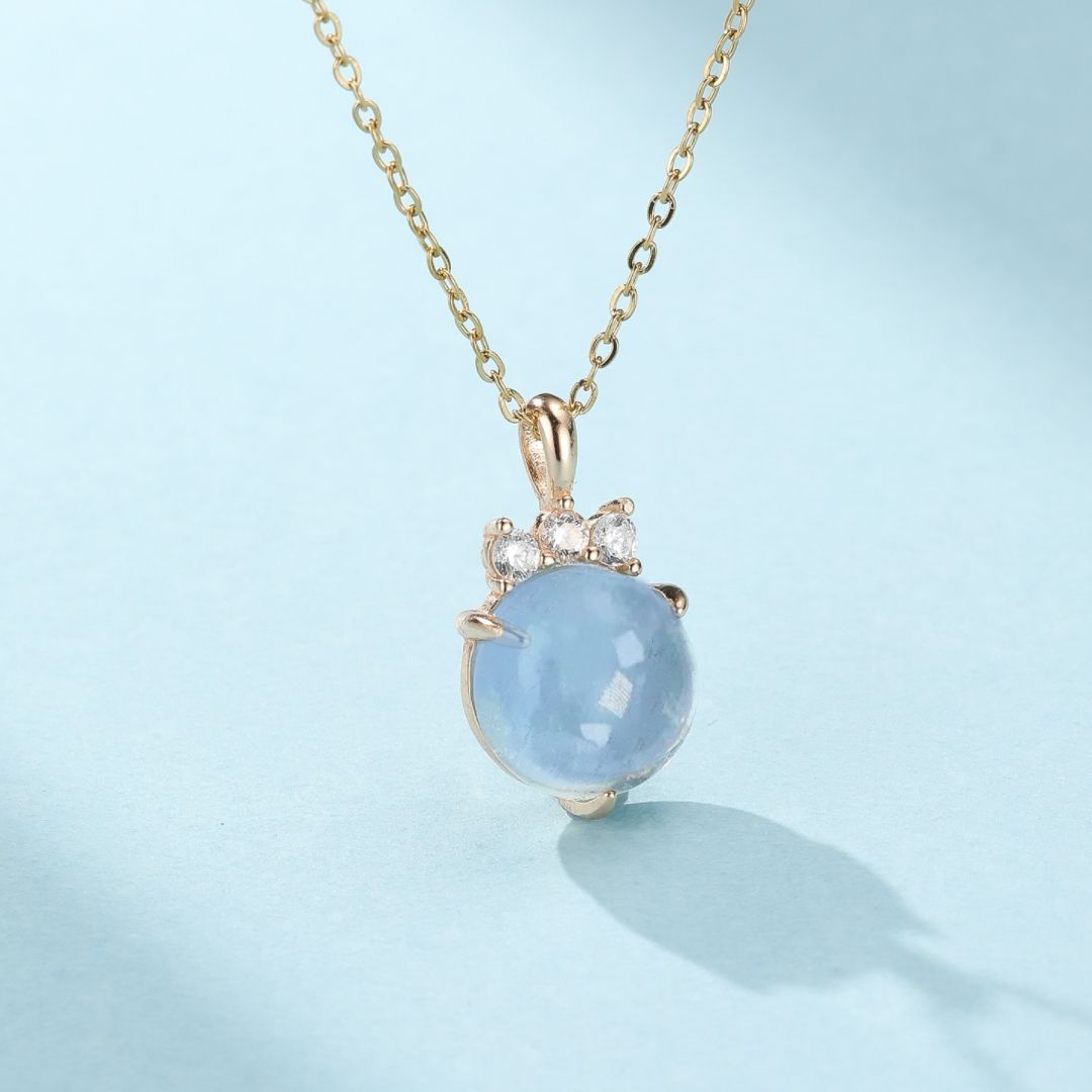 Collier Aigue Marine Cascade Argent Plaqué Or Apaisement - Biloria