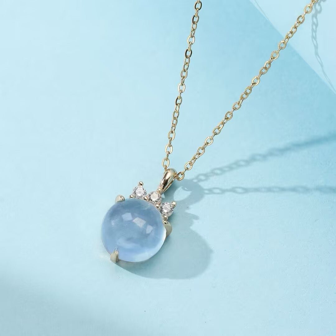 Collier Aigue Marine Cascade Argent Plaqué Or Apaisement - Biloria